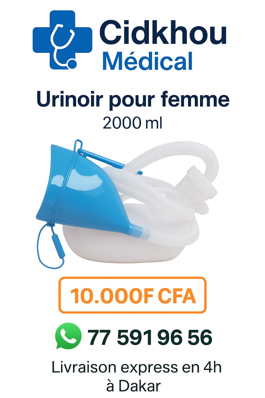 Urinoir pour femme 2000 ml – Cidkhou Médical, hygiénique et pratique, prix 10.000 F CFA, disponible avec livraison express en 4h à Dakar.
